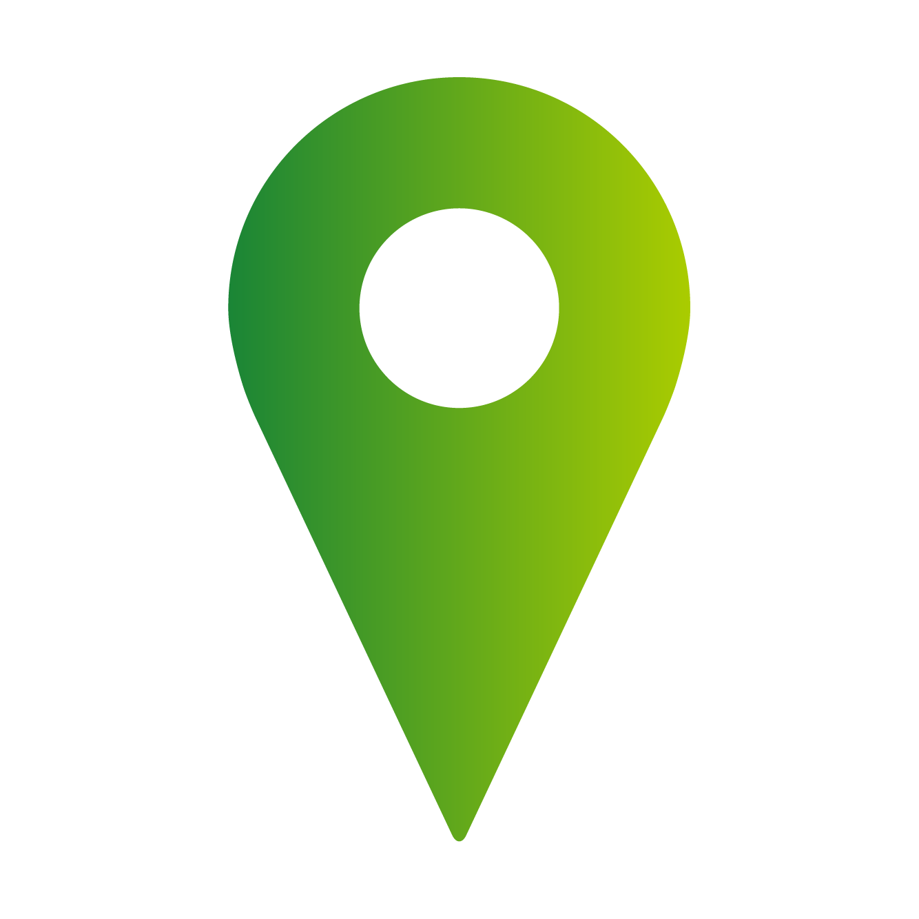 Gradient green location pin icon on a black background.
