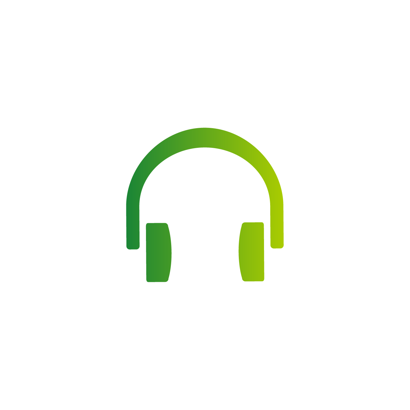 Gradient green headphones icon inside a white circle, suggesting customer service.