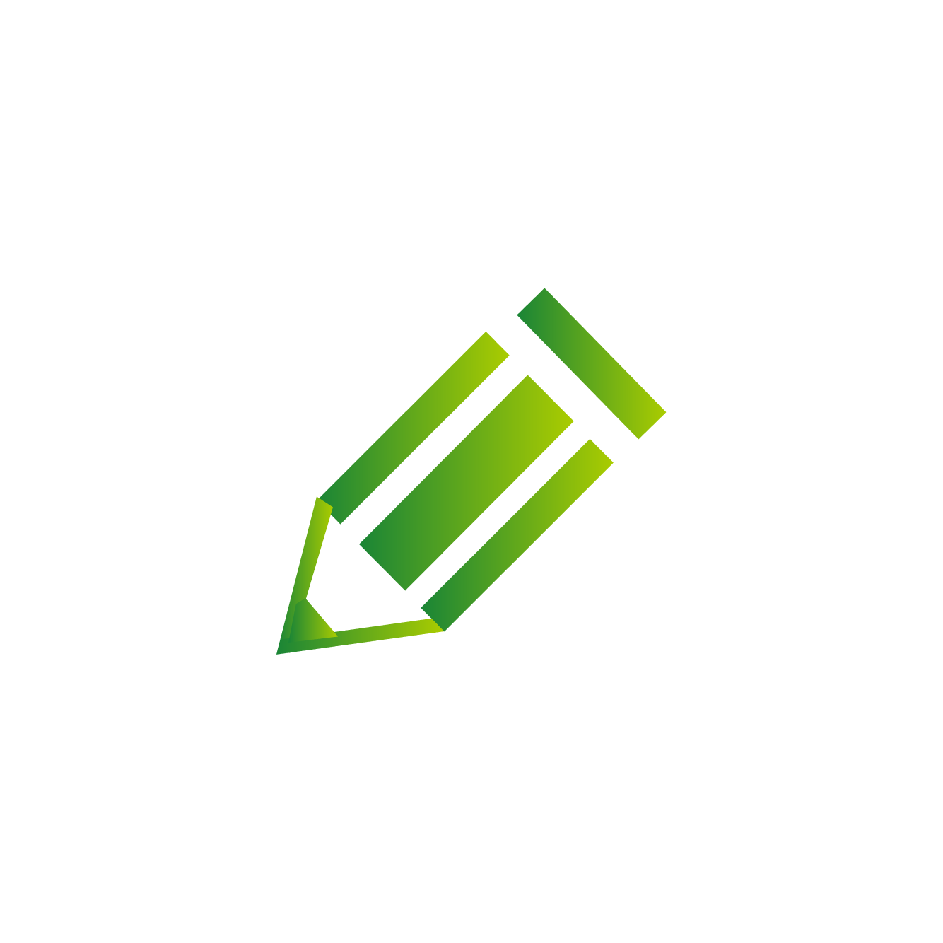 Green pencil icon inside a white circle on a black background.