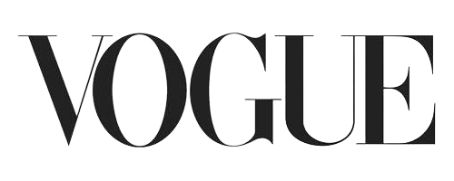 Vogue magazine logo in black and white.