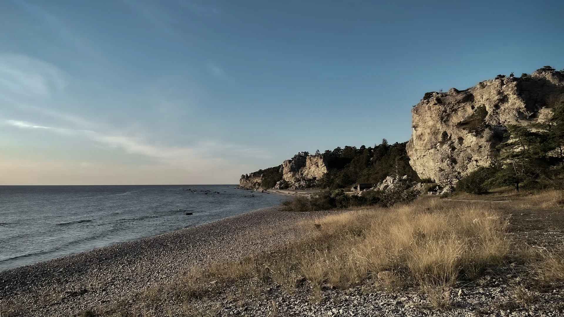 Gotland Film Locations - rocky formations on a pebblestone beach.