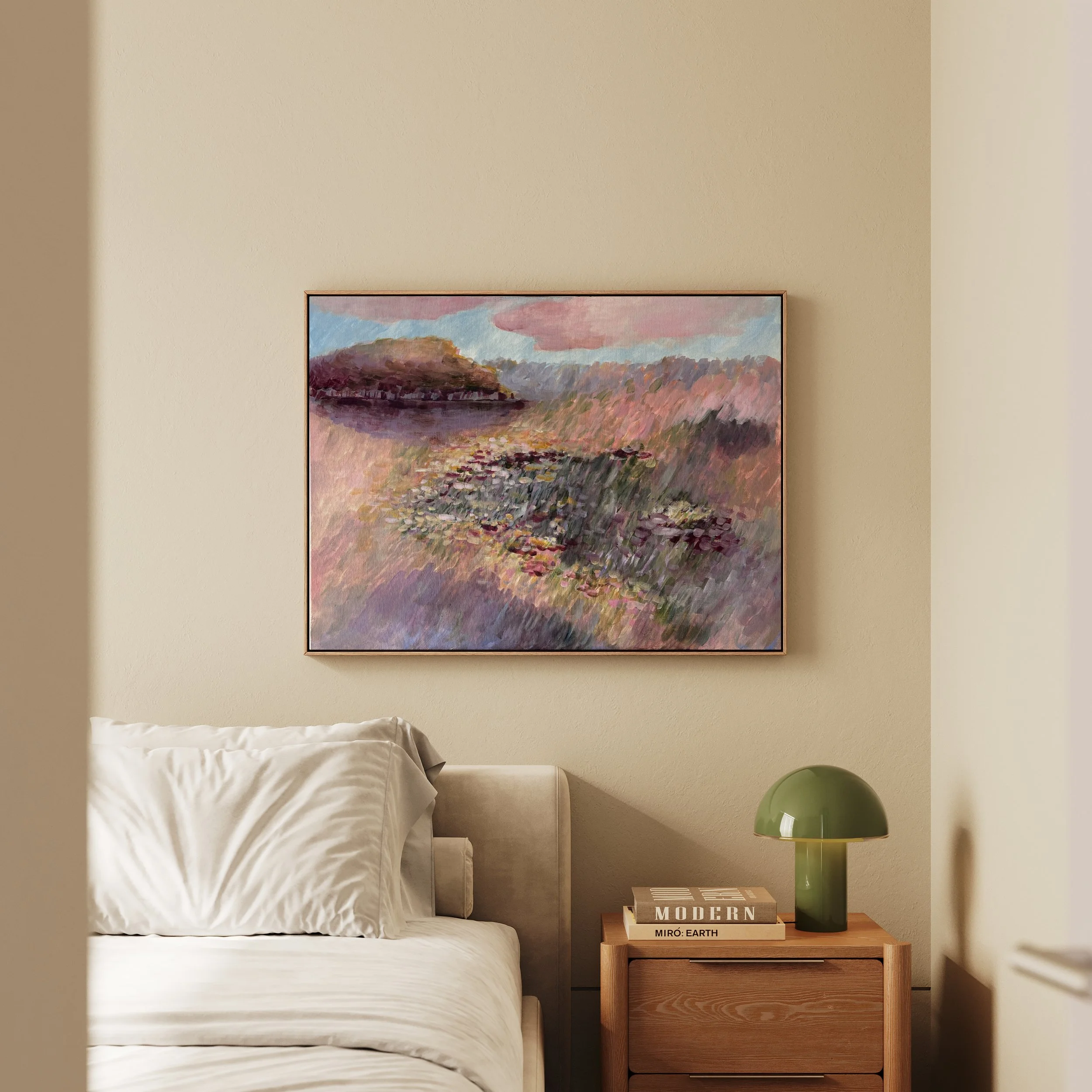 Betaalbare kunst Moderne kunst Interieur Wanddecoratie Unieke kunst Deventer kunstenaar Interieur tips Nieuwbouw Gezellige interieur VTWonen Bloemen moderne kunst roze schilderij floral painting modern