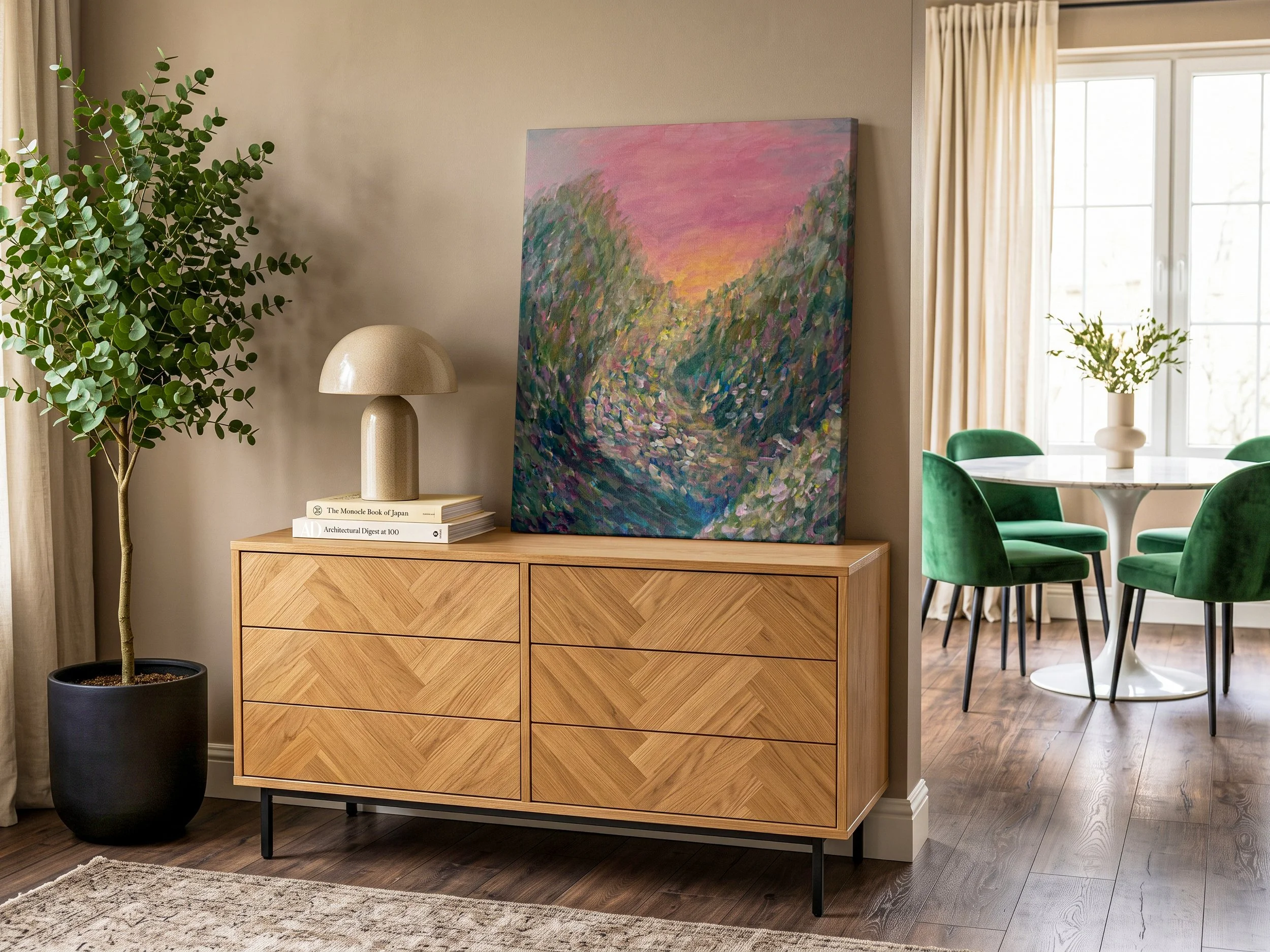 Betaalbare kunst Moderne kunst Interieur Wanddecoratie Unieke kunst Deventer kunstenaar Interieur tips Nieuwbouw Gezellige interieur VTWonen Bloemen moderne kunst roze schilderij floral painting modern