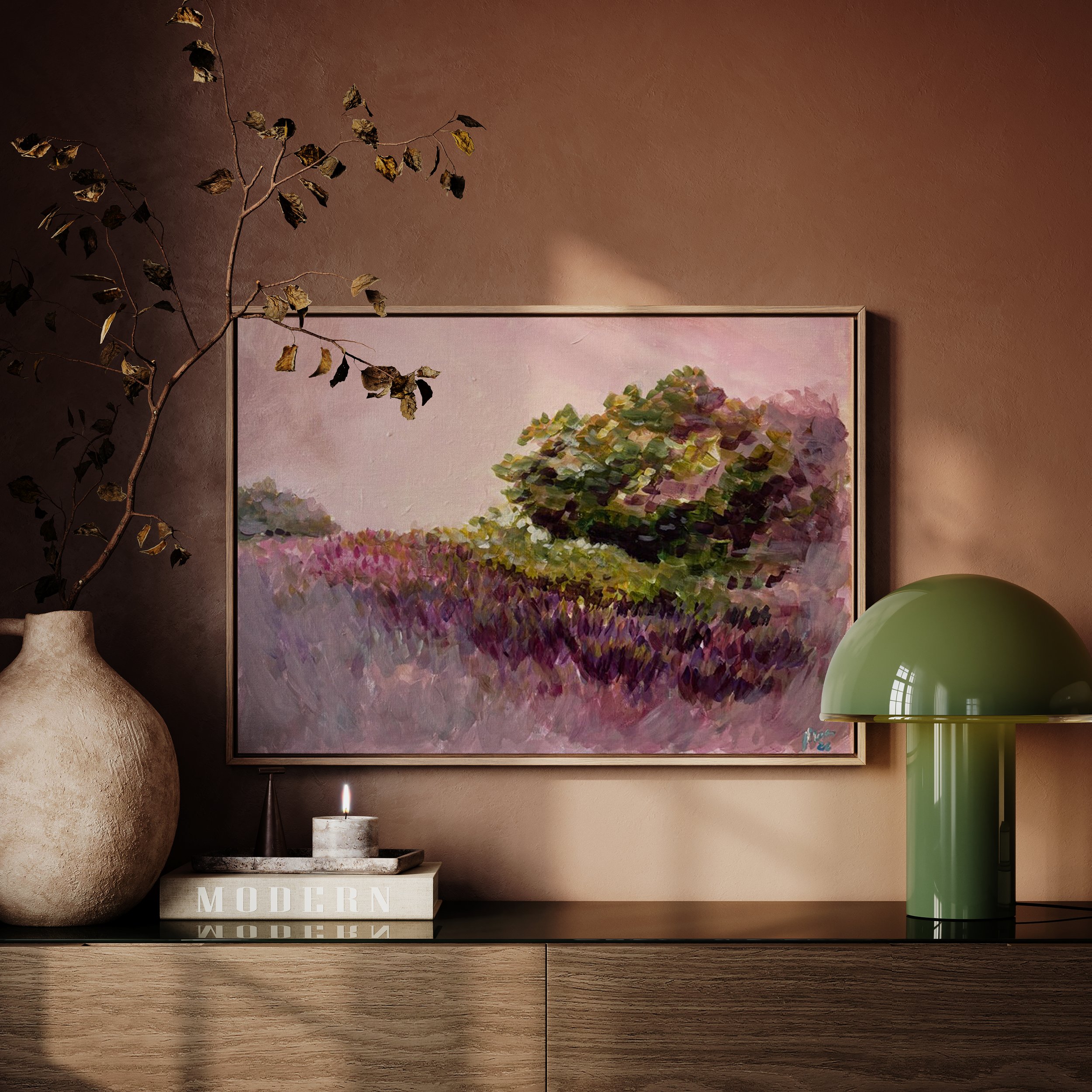 Betaalbare kunst Moderne kunst Interieur Wanddecoratie Unieke kunst Deventer kunstenaar Interieur tips Nieuwbouw Gezellige interieur VTWonen Bloemen moderne kunst roze schilderij floral painting modern