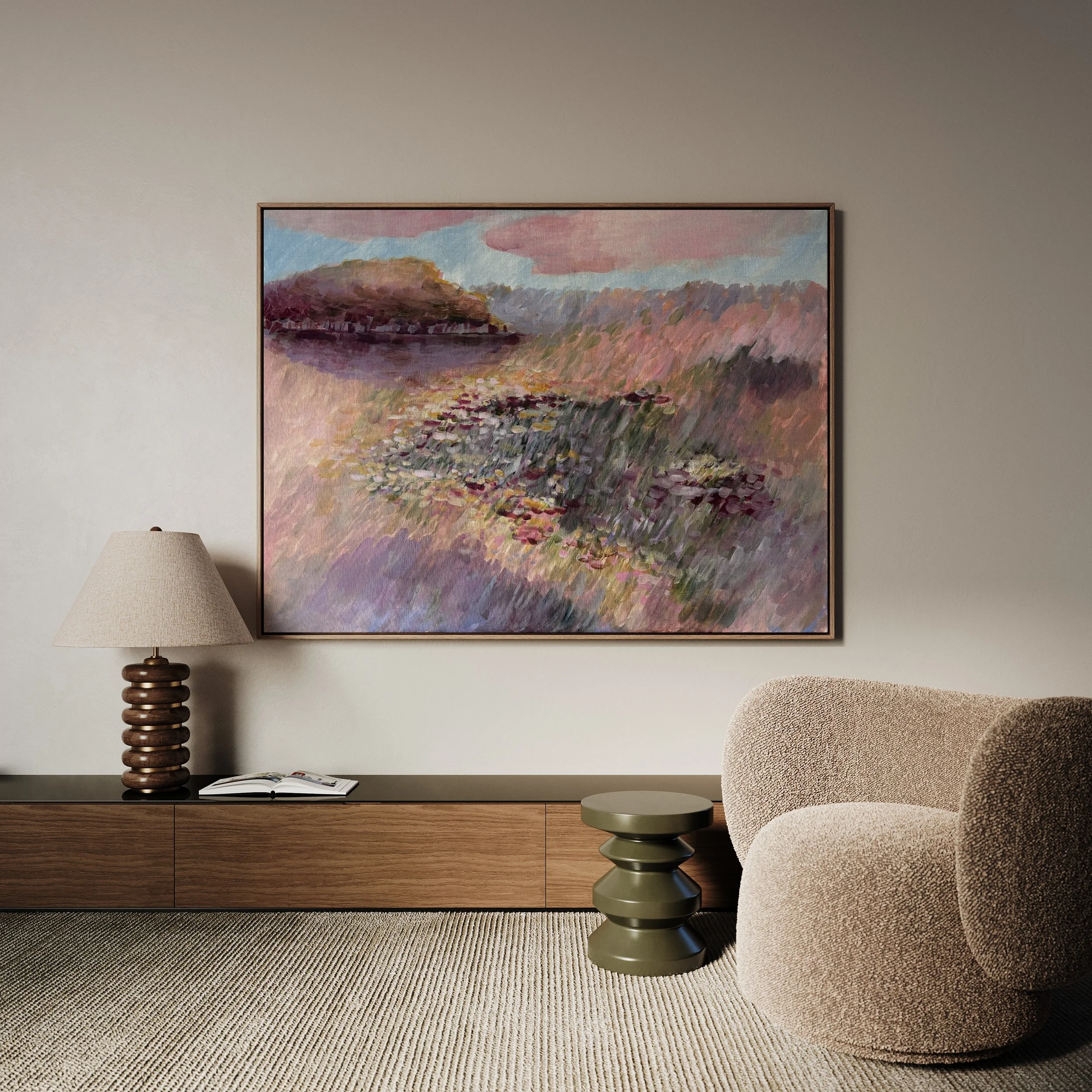 Betaalbare kunst Moderne kunst Interieur Wanddecoratie Unieke kunst Deventer kunstenaar Interieur tips Nieuwbouw Gezellige interieur VTWonen Bloemen moderne kunst roze schilderij floral painting modern