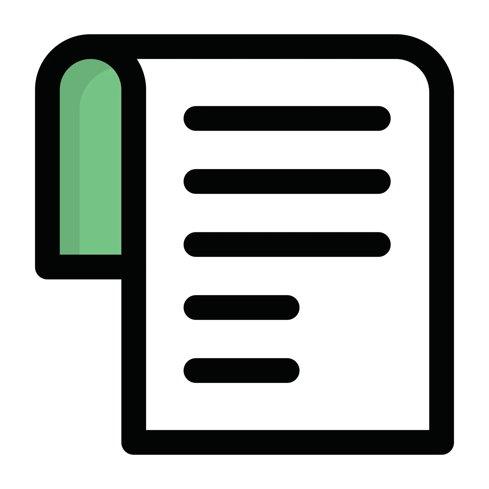 Icon of a telephone receiver attached to a document or list.