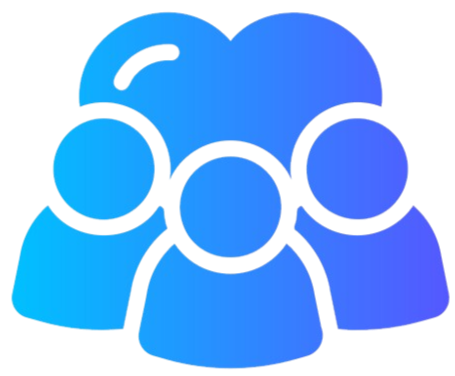 Icon of multiple overlapping heads representing teamwork or collaboration.