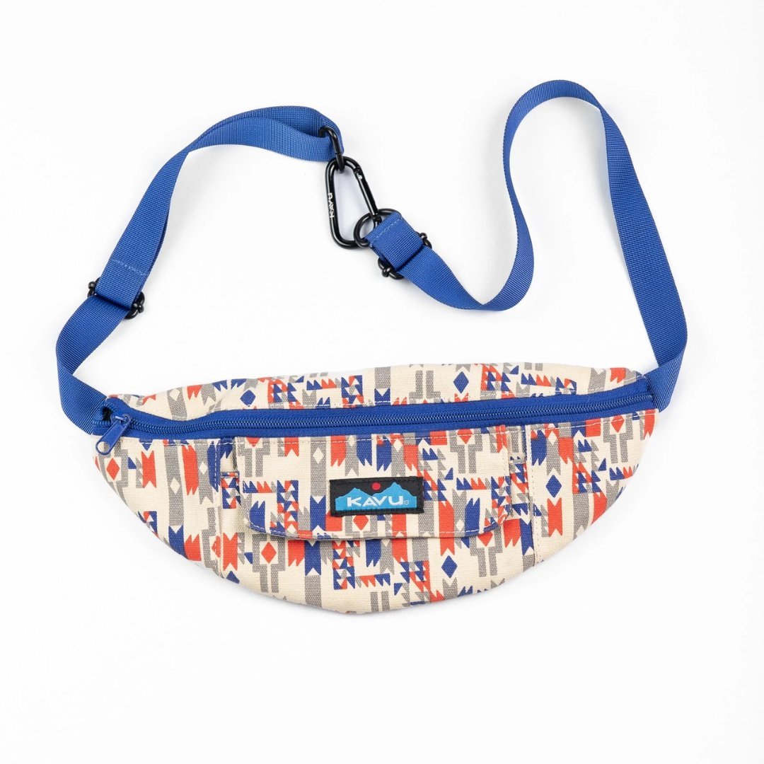 KAVU Rope Sling Bag Blue Aztec Geometric Canvas Hiking Travel Crossbody 

cleanthrifts.com