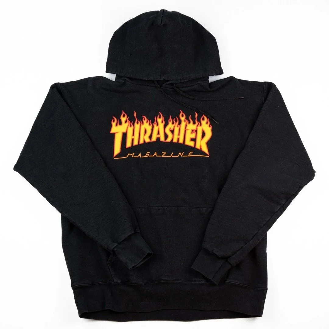 Thrasher Flame Logo Hoodie Men&rsquo;s Medium Black Skateboard Magazine Sweatshirt

cleanthrifts.com
