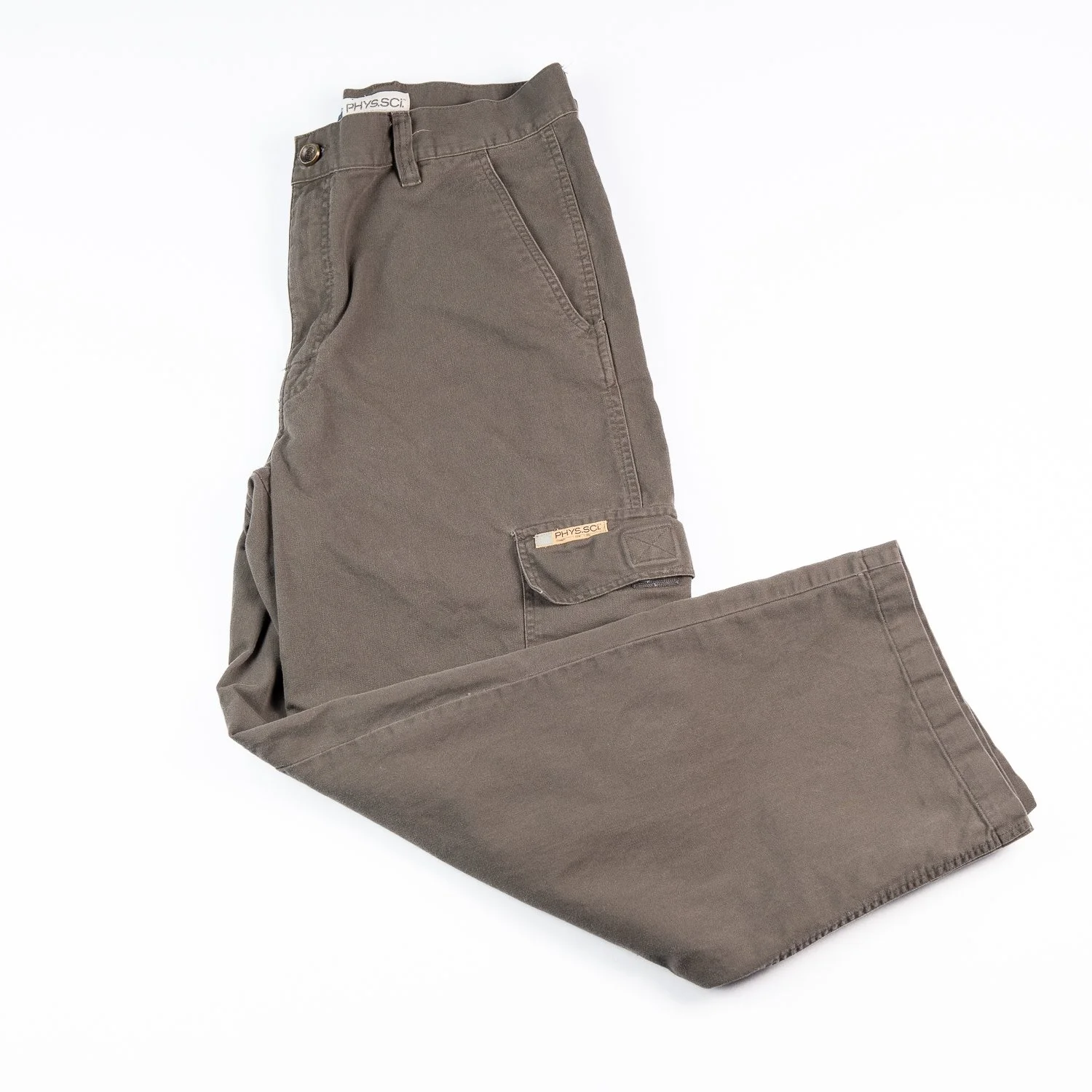 Vintage Y2K PHYS.SCI Cargo Pants 34x30 Brown Utility Workwear Skater Pants