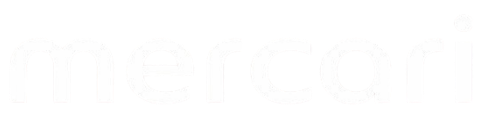 The logo features the word 'mercari' in lowercase white letters on a black background.