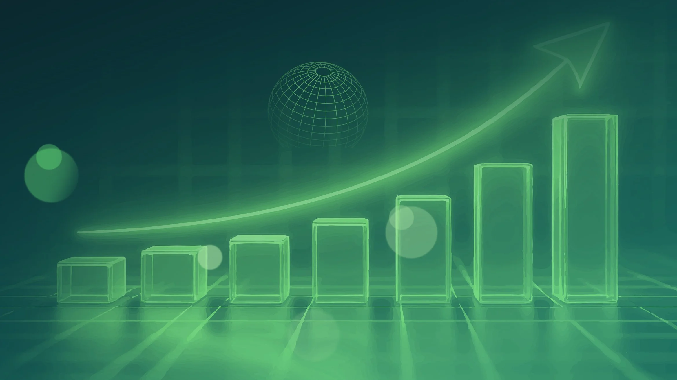 Dark green background with light green backlit graph