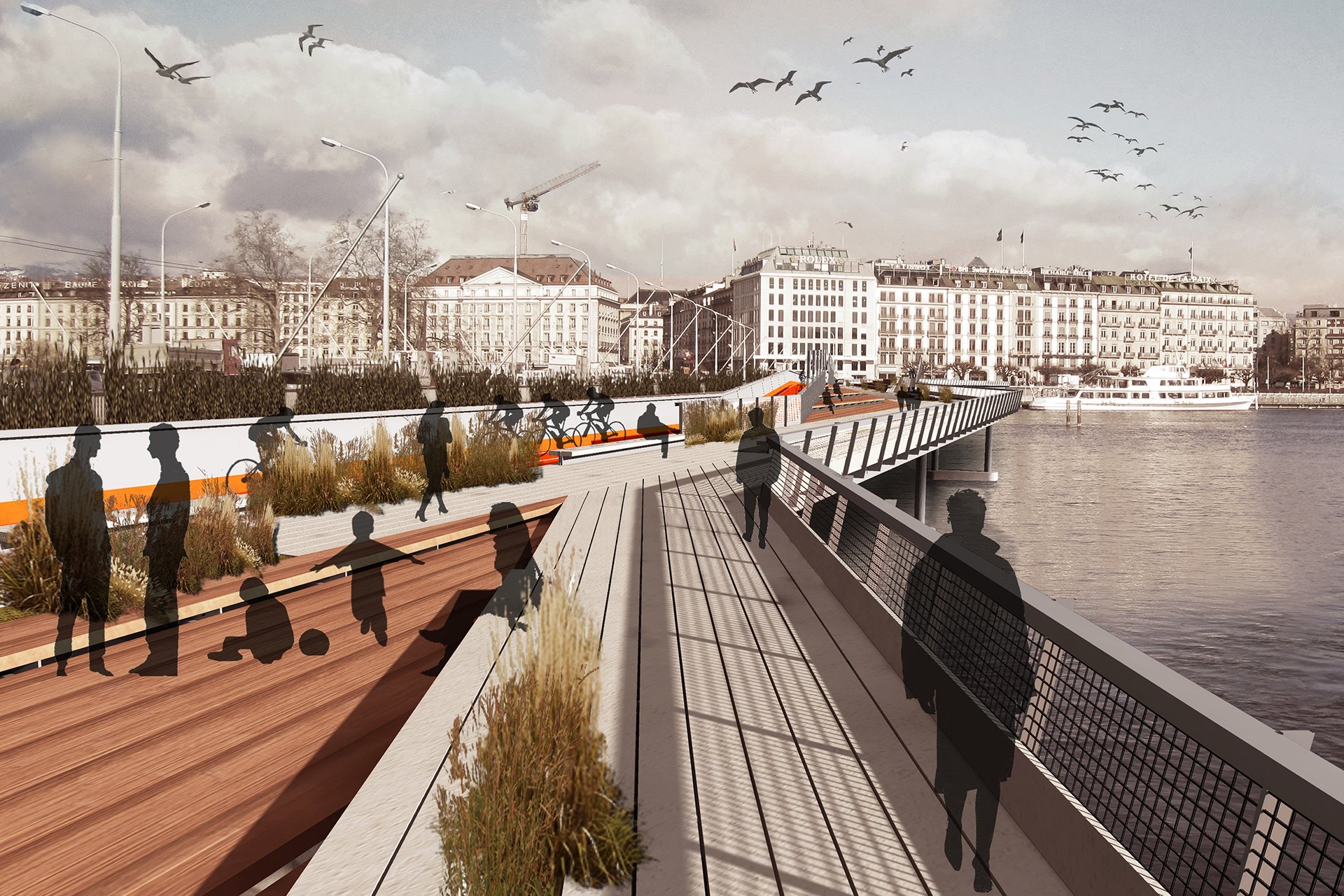 Ferusic Architects, Relja Ferusic, Laps de Temps, Pont du Montblanc, Geneve