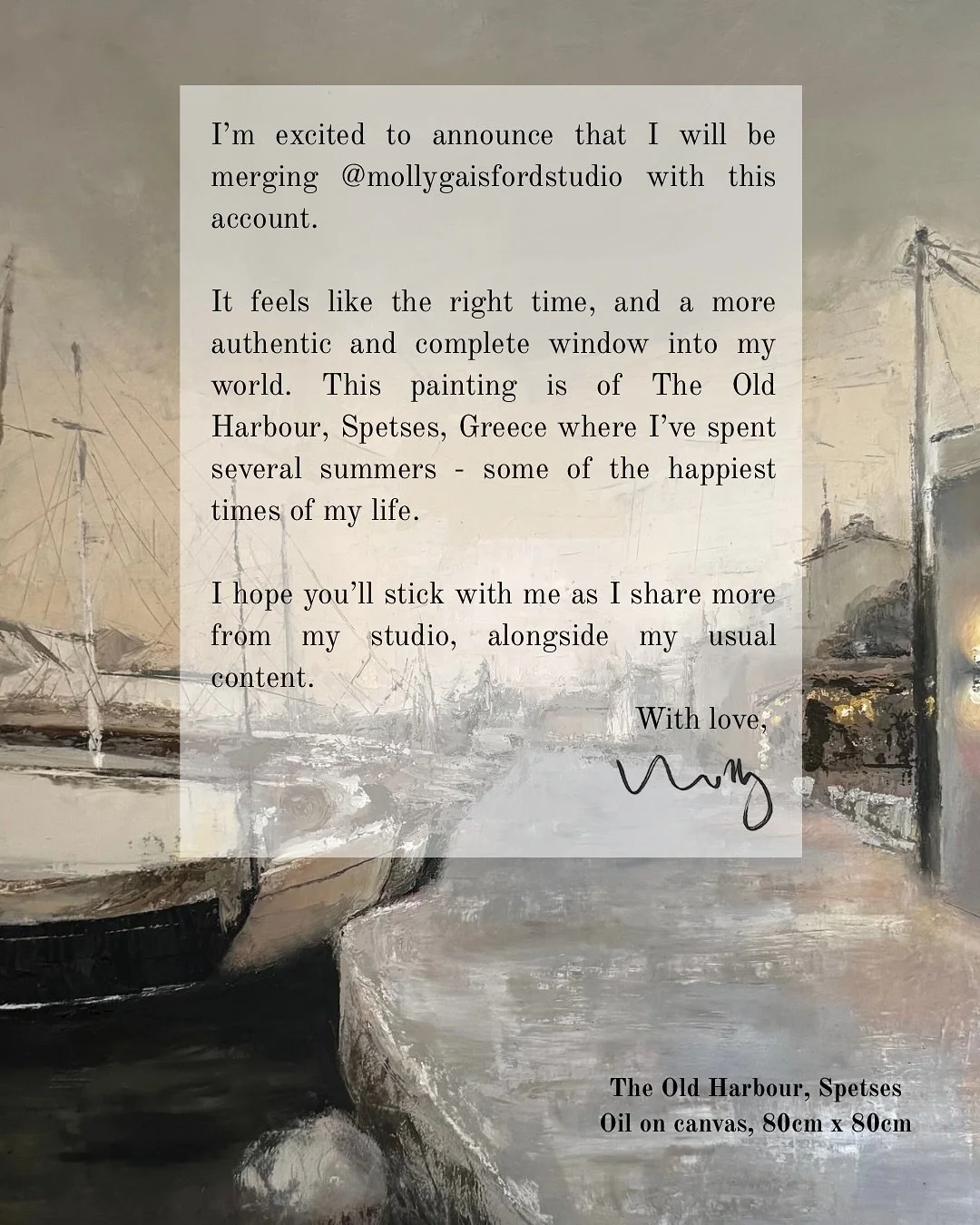 The Old Harbour, Spetses, Greece&hellip;and&hellip;

&hellip;all change! And a time-limited special offer on a new portrait series - Portraits in Monochrome. 

So&hellip; I&rsquo;m merging my two accounts into to @paintandhaven over the next fortnigh