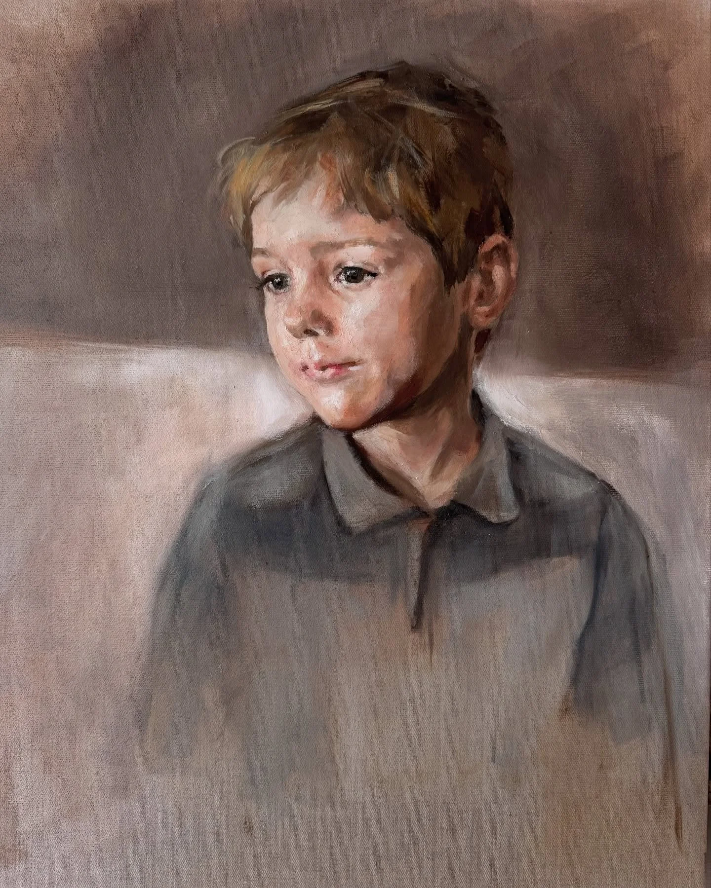 New work. I completed this commission recently - the elder brother of two. Such a gentle, sensitive artistic little soul, I wanted to ensure I captured his intelligence, kindness and imagination. 

If you&rsquo;re interested in commissioning a portra