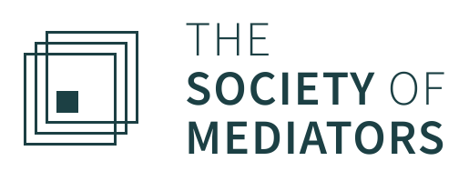 Logo for The Society of Mediators featuring overlapping squares and text.