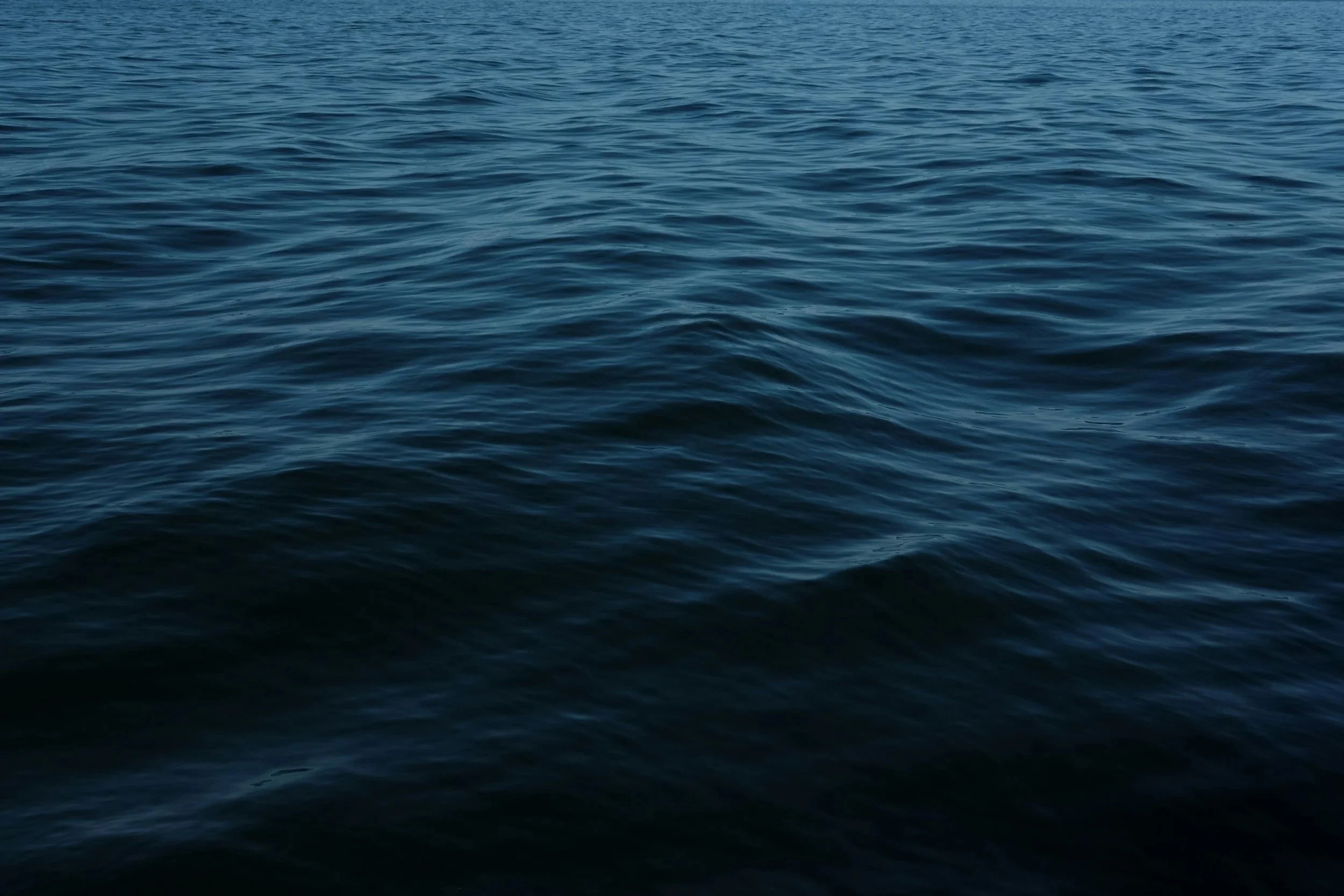 Open ocean with gentle waves and ripples in dark blue water.
