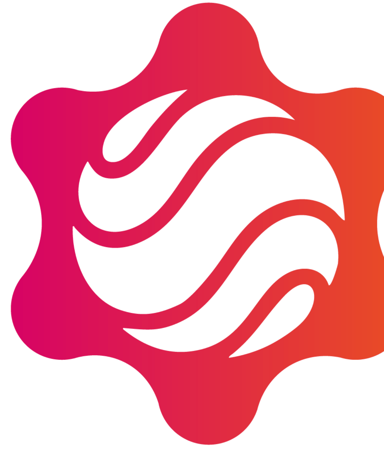 Coherence Engine stylised logo design with a planet-like shape with wavy lines, surrounded by an irregular, blurry border in pink and orange gradient.