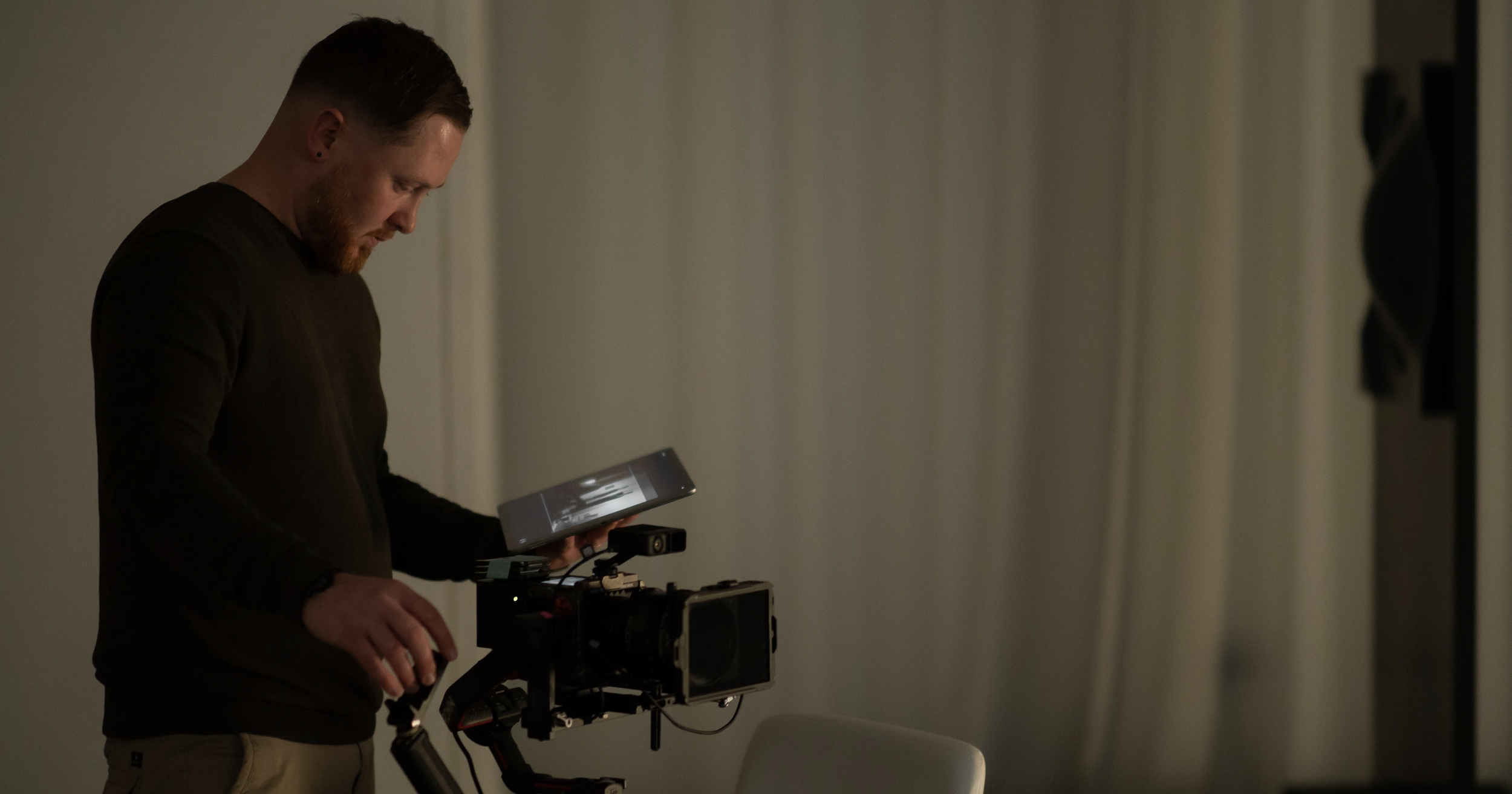 Behind‑the‑scenes filming - Director James Millar on set filming Jaguar TCS Racing × Henry Poole & Co project