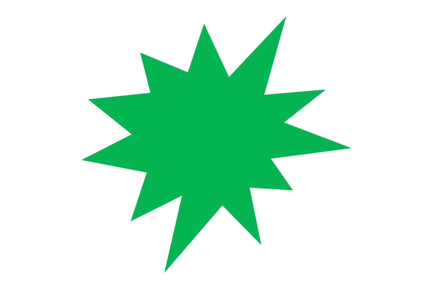 Ein grüner, stacheliger Stern auf schwarzem Hintergrund.