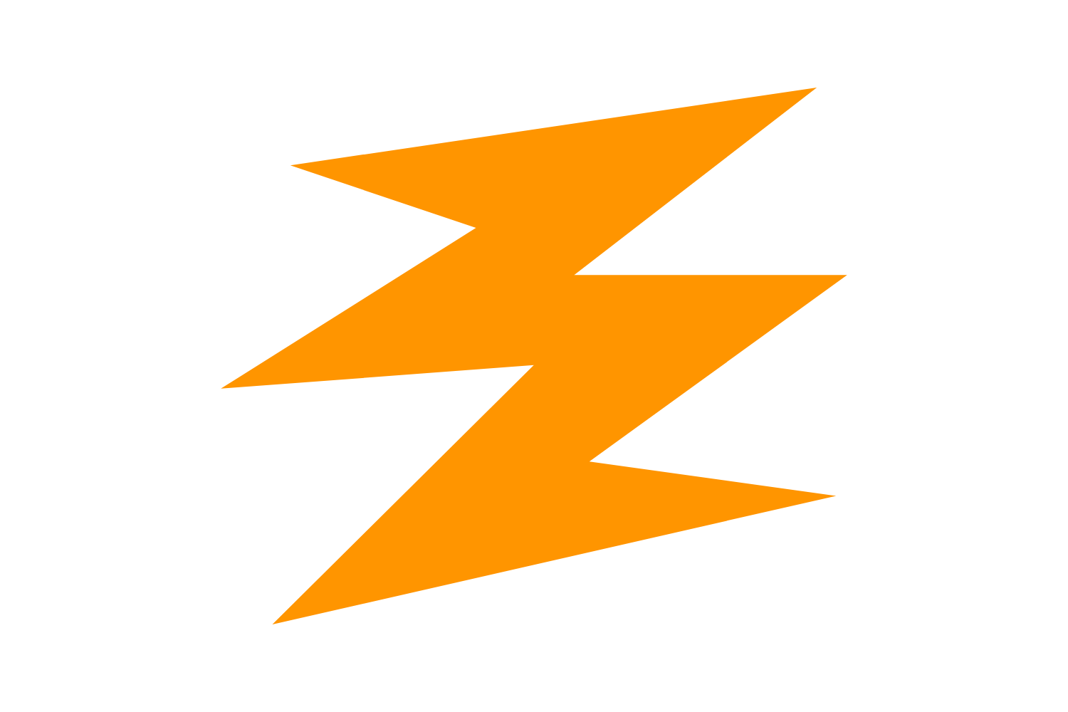 Drei orange Blitze auf schwarzem Hintergrund.