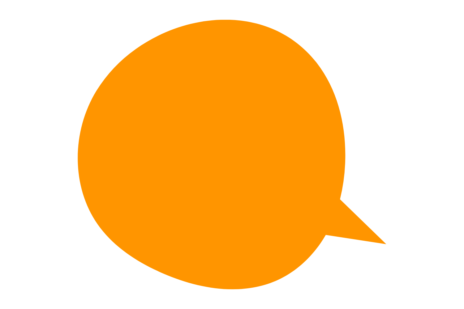 Ein orangefarbener Sprechblasensymbol auf schwarzem Hintergrund.