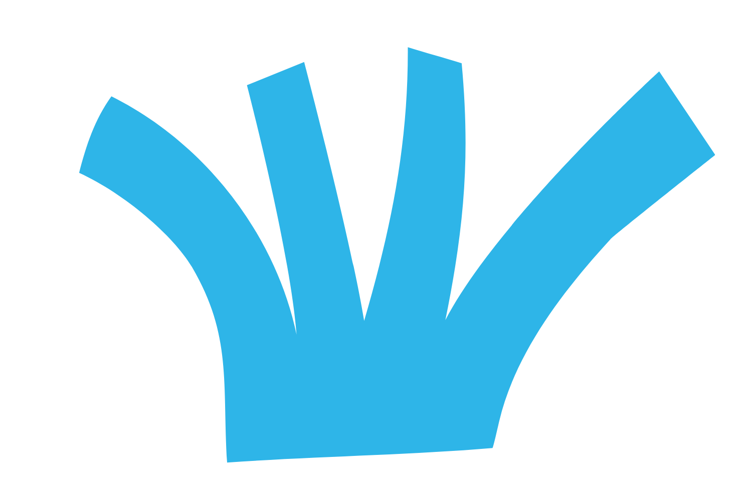 Blaues Symbol eines offenen, stilisierten menschlichen Kopfes mit fünf hervorgehobenen Bereichen, die die fünf Sinne repräsentieren.