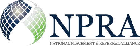 NPRA logo featuring a globe with black, white, and green sections and the text 'NPRA' and 'National Placement & Referral Alliance'.