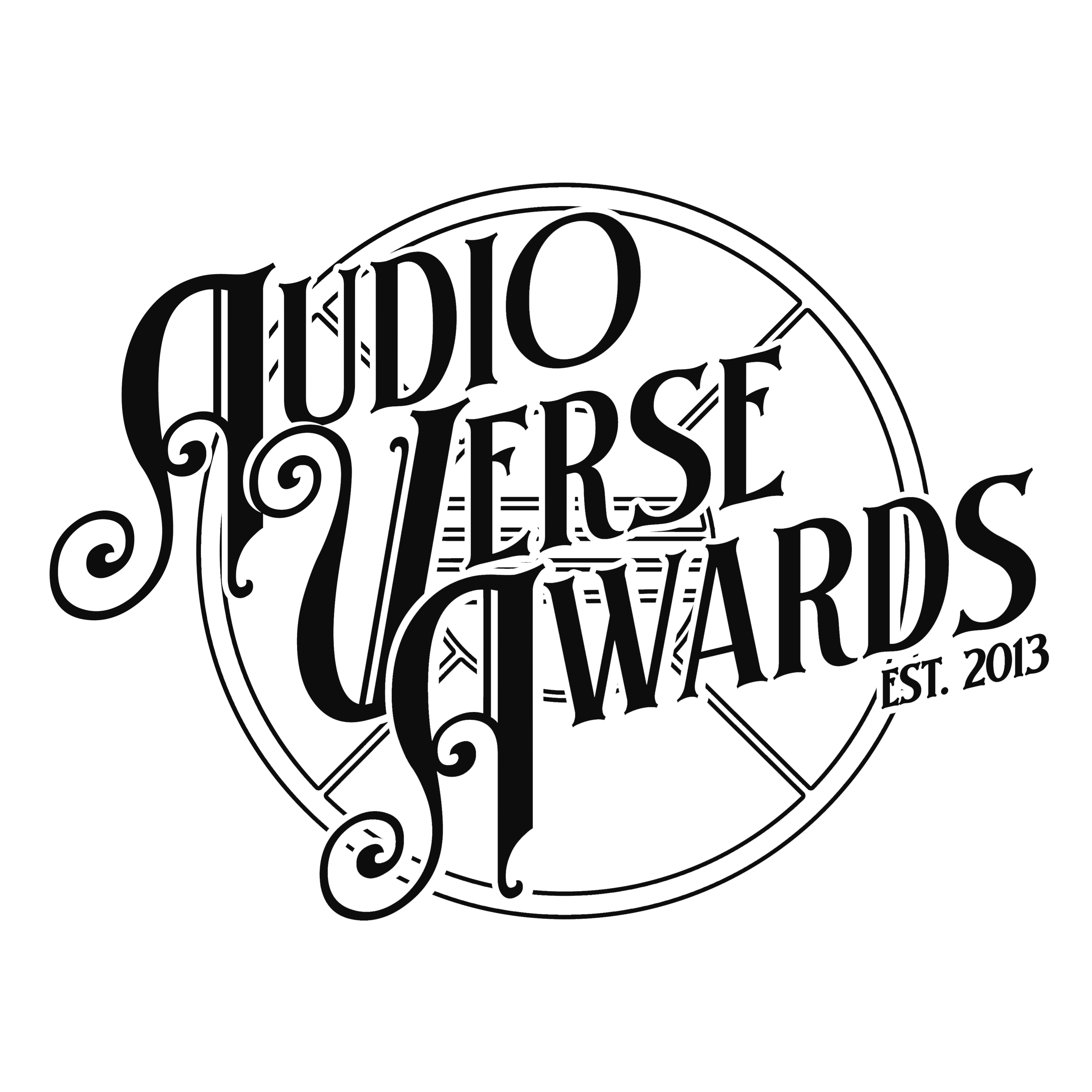 An award for The Boar Knight, an all-ages fiction podcast.  Text Reads: Audio Verse Awards. Est 2013 over a circular motif.