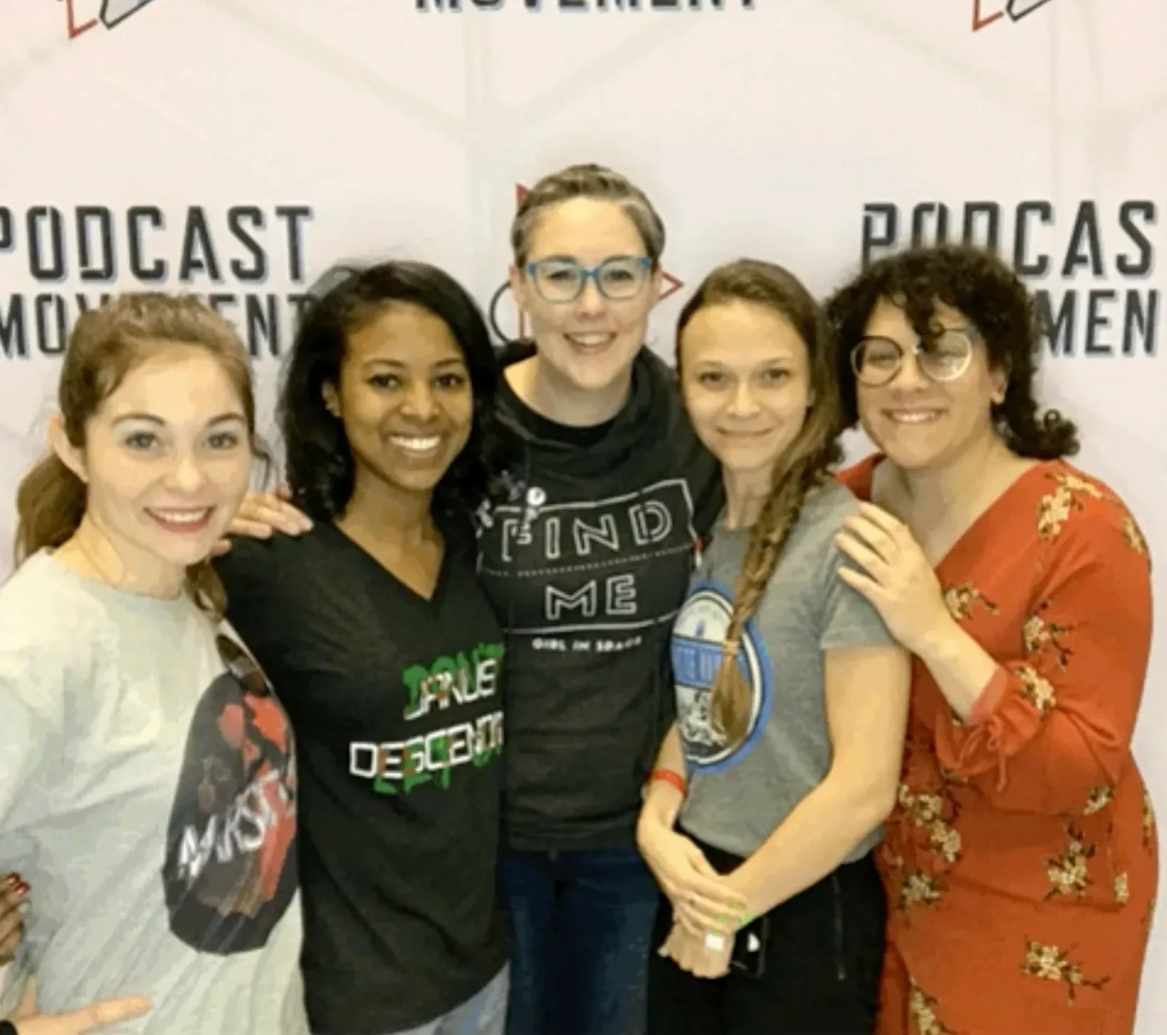 K.A. Statz and other members of the audio drama / audio fiction community at a podcast event.
