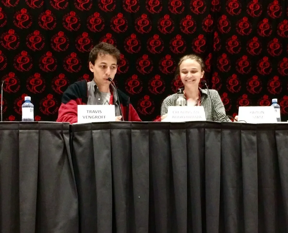 K.A. Statz and Travis Vengroff give a presentation at an event.