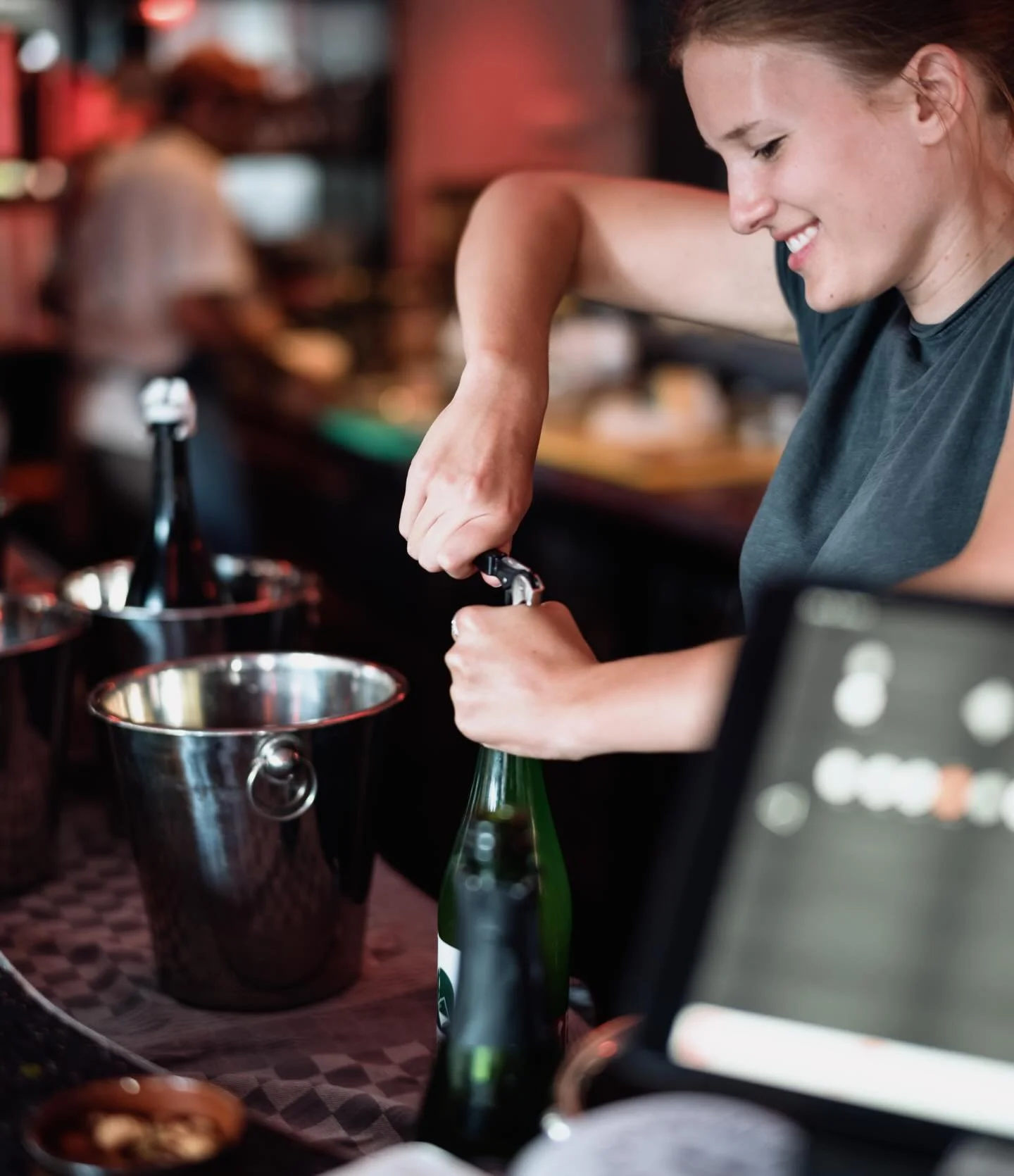 Popping corks &amp; dropping forks. All day, everyday!🍾 Genuine service with a smile is what we stand for. We&rsquo;re blessed with a strong and eclectic team, working our ass off to create a welcoming and fun environment for all of you. Salut, De N