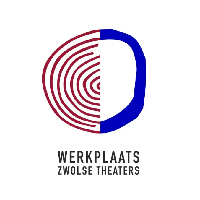 Logo of Werkplaats Zwolse Theaters combining a stylized red fingerprint and a blue letter D, with the text 'WERKPLAATS ZWOLSE THEATERS' underneath.
