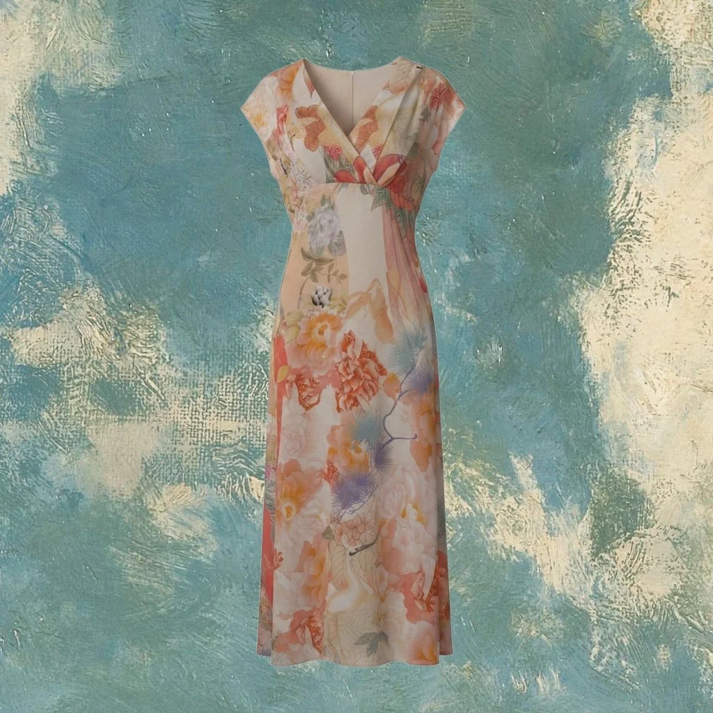 Vintage Patterned Maxi Dress – Size S