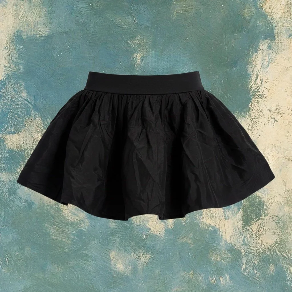 Vintage Black Ruffle Mini Skirt – Size M