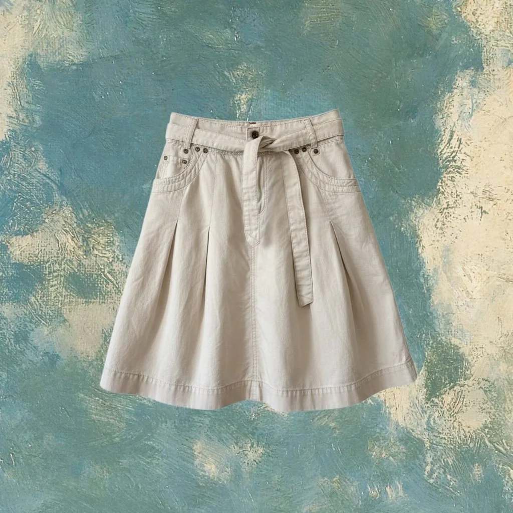 Vintage Off-White Midi Skirt – Size M