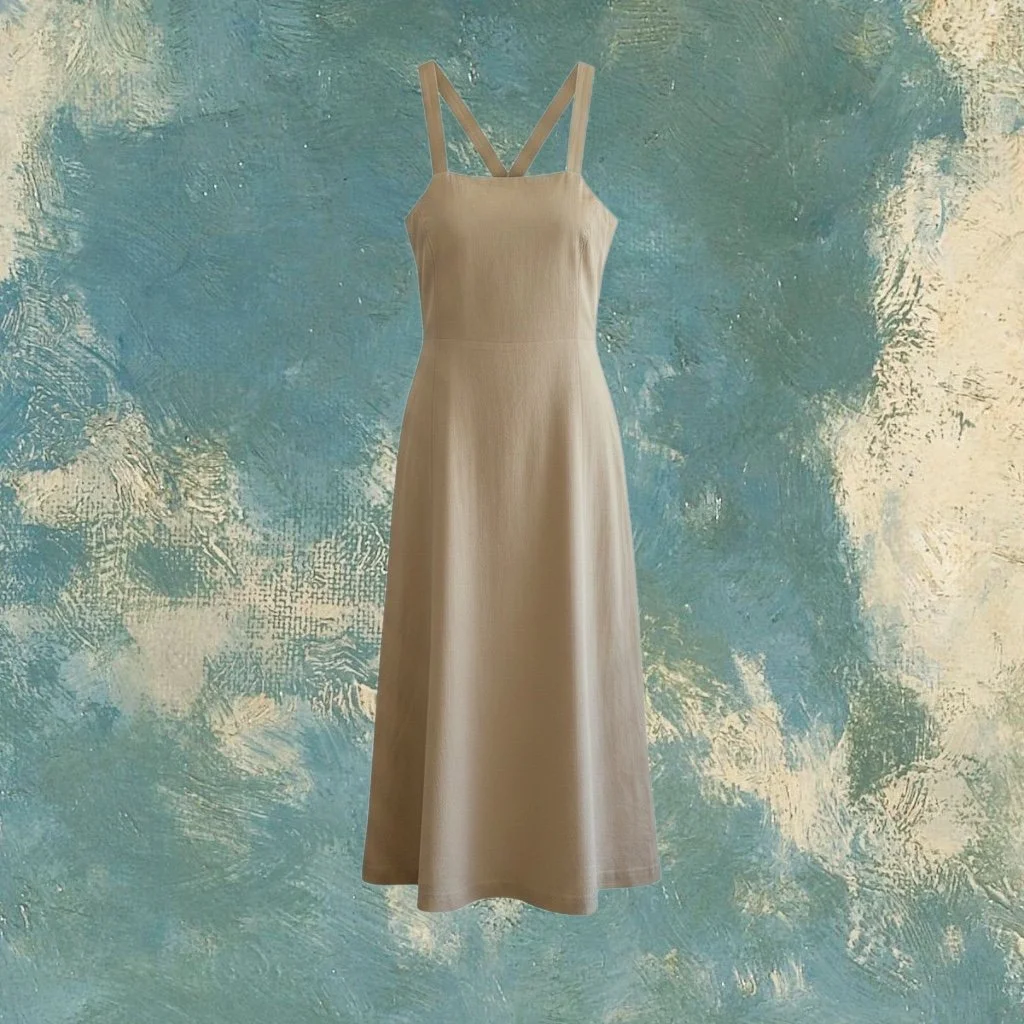 Vintage Light Beige Maxi Dress – Size S