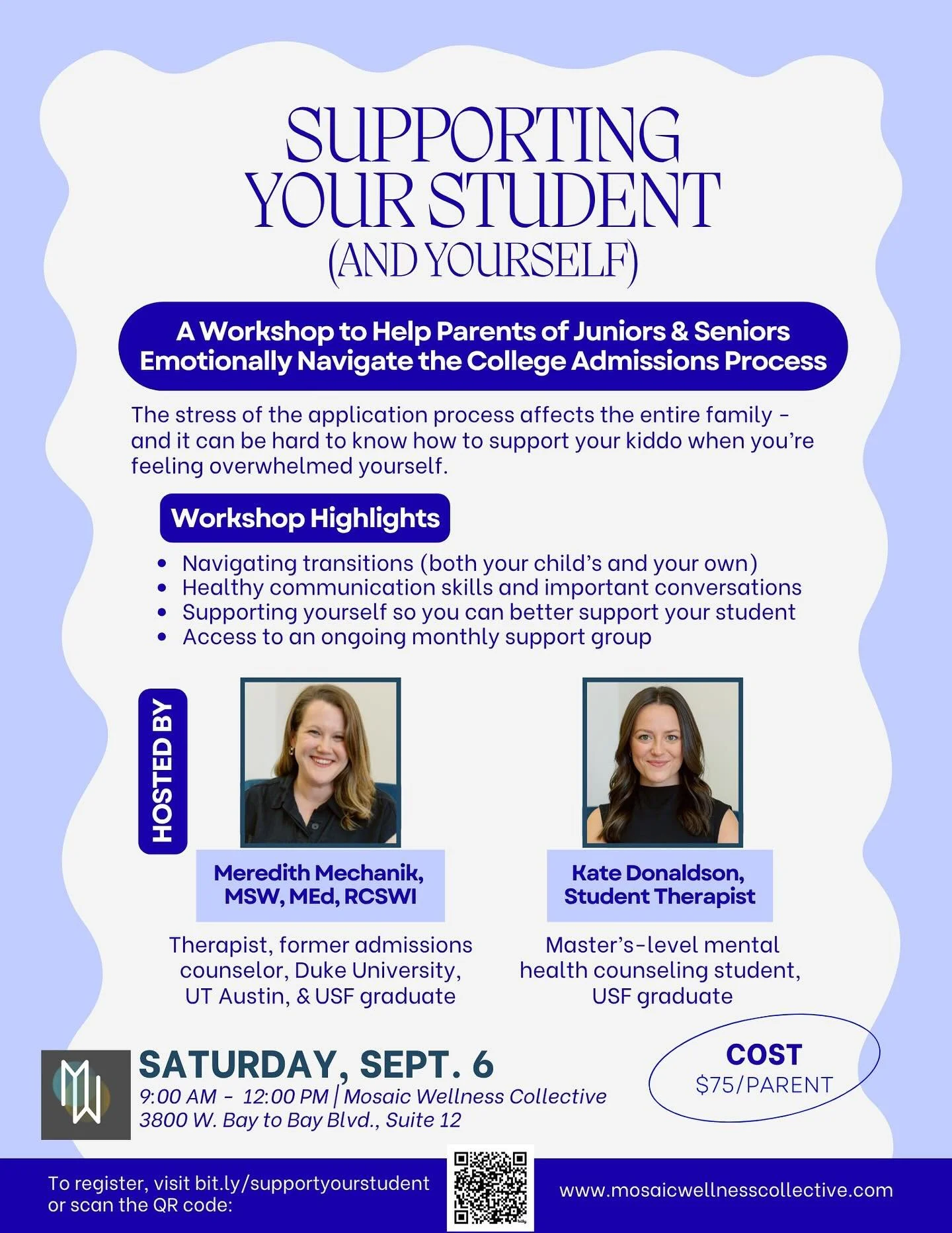 The college application process isn&rsquo;t just stressful for students &mdash; it impacts the whole family. If you&rsquo;re a parent of a junior or senior, we&rsquo;re here to help you support your student and yourself through this season.

Join us 