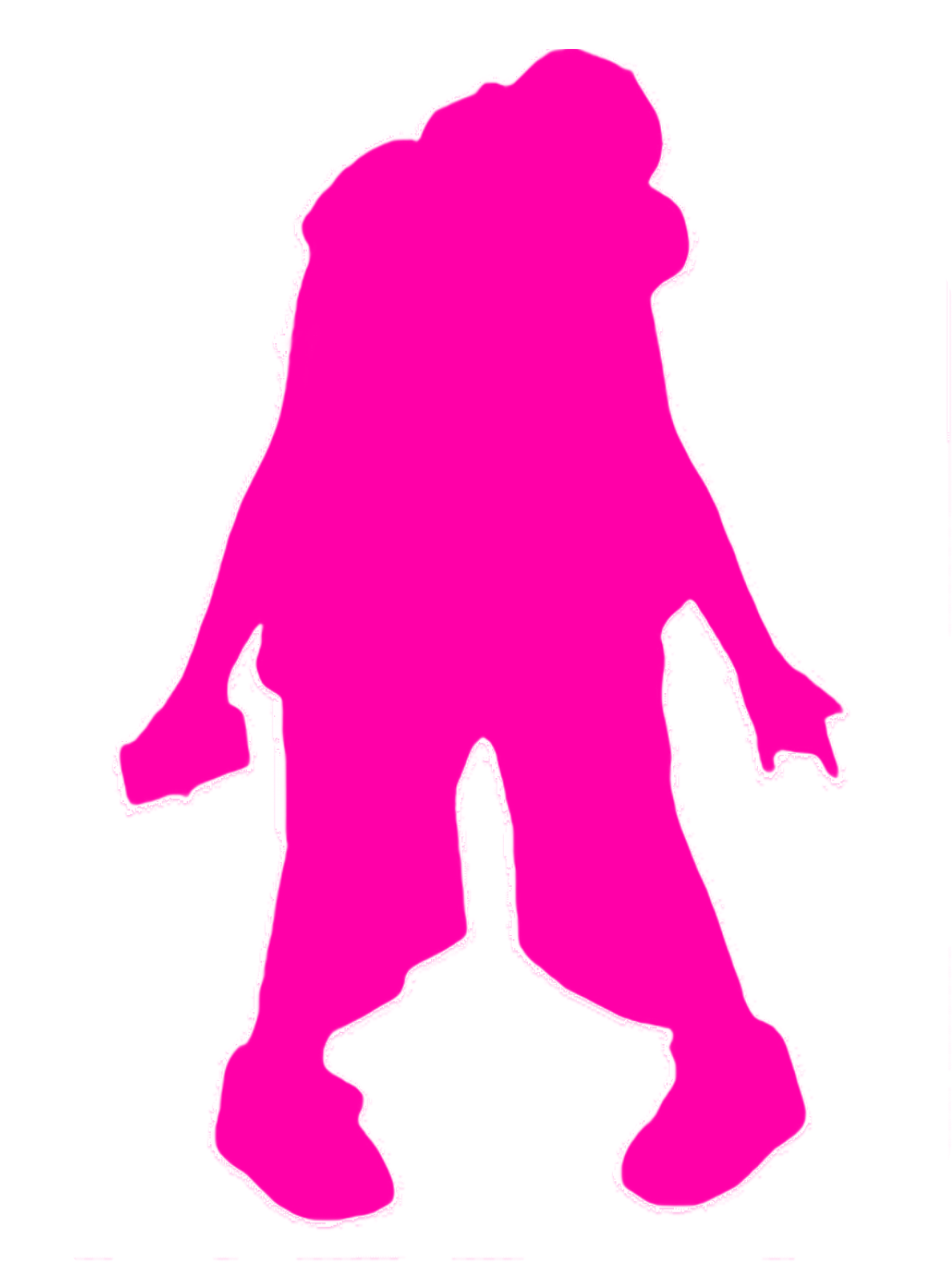 Pink silhouette of Bigfoot or Sasquatch.