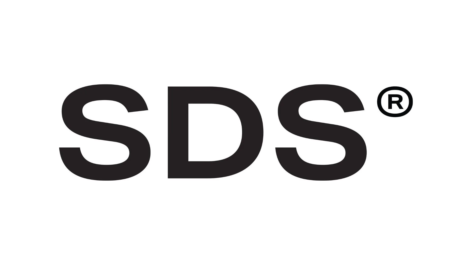 Logo en noir et blanc avec le texte 'SDS' et le symbole de marque déposée à côté.