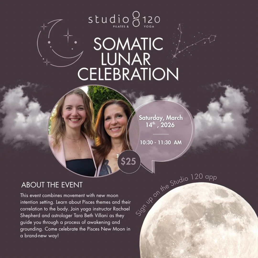 ✨THIS SATURDAY✨ join us for a Somatic Lunar
Celebration as we welcome the Pisces New Moon with movement, intention, and cosmic insight. 🌙Reserve in the Studio 120 Pilates &amp; Yoga app. 
#astrology #pisces #newmoon #somaticyoga yoga