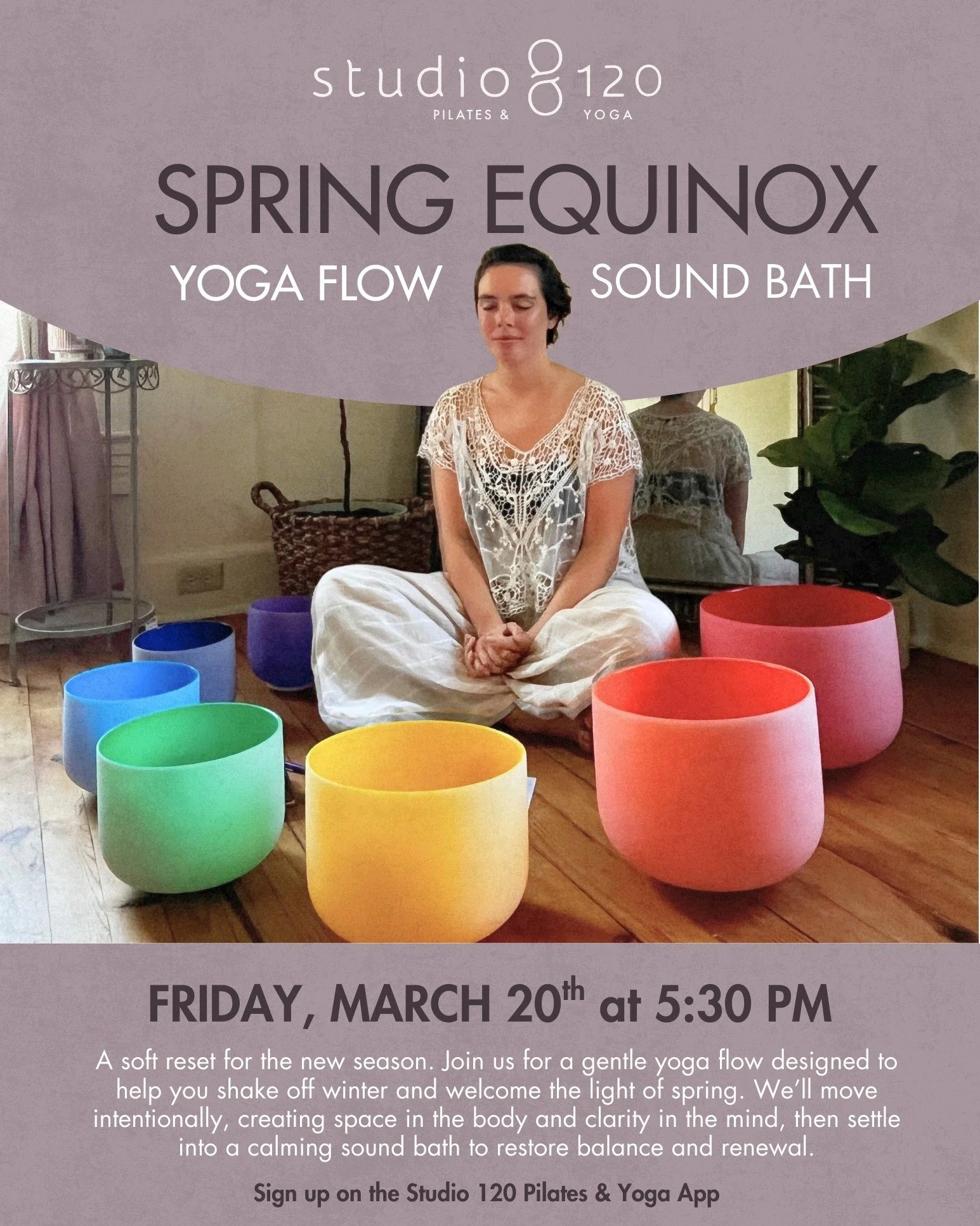 THIS WEEK! Step into the energy of the Spring Equinox with a gentle yoga flow followed by a relaxing sound bath. A beautiful way to shake off winter, reset your mind, and welcome the warmer days ahead. Friday, March 20 at 5:30 PM

Reserve your spot o