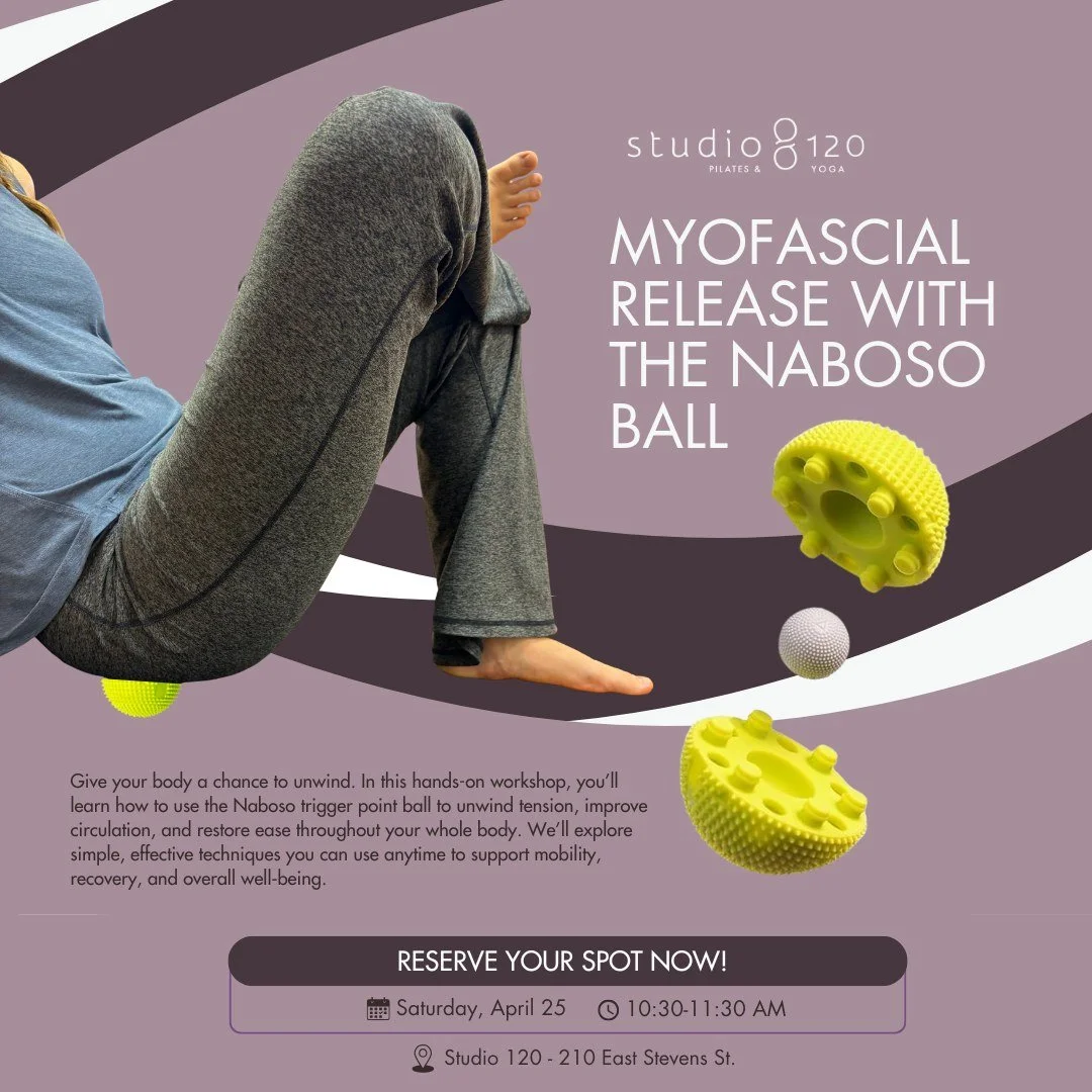 THIS WEEK!! Give your body a reset you can actually feel. Join us for Myofascial Release with the Naboso Ball and learn simple techniques to ease tension, improve circulation, and move better on and off the mat.

🗓 Saturday, April 25
⏰ 10:30&ndash;1