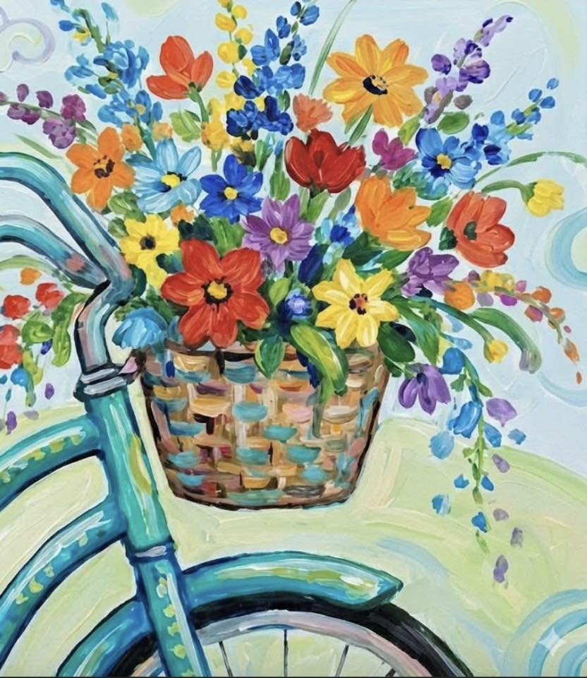 Paint Party "Bicycle Basket w/Flowers"