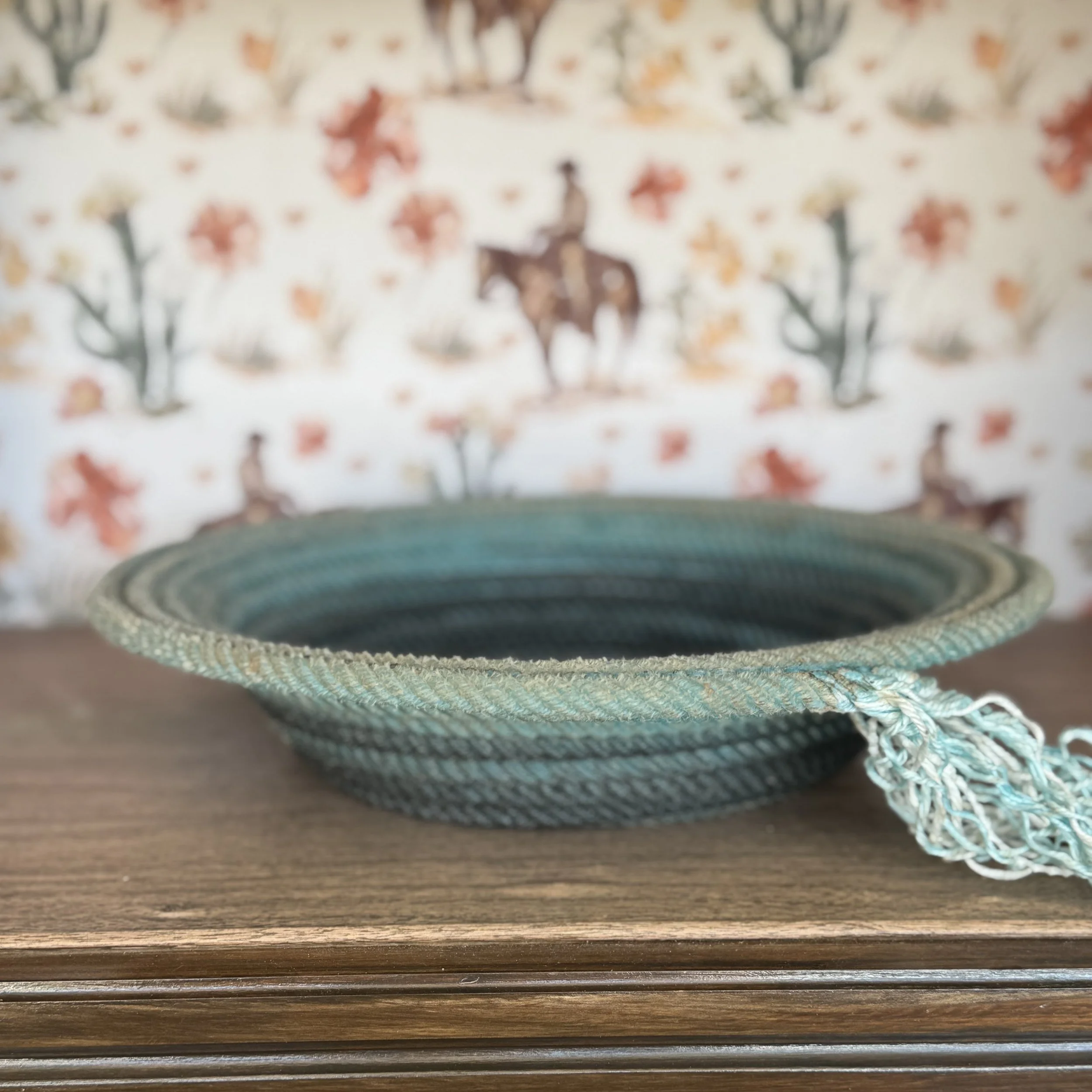 Turquoise Flared Lariat Rope Bowl with Fringe