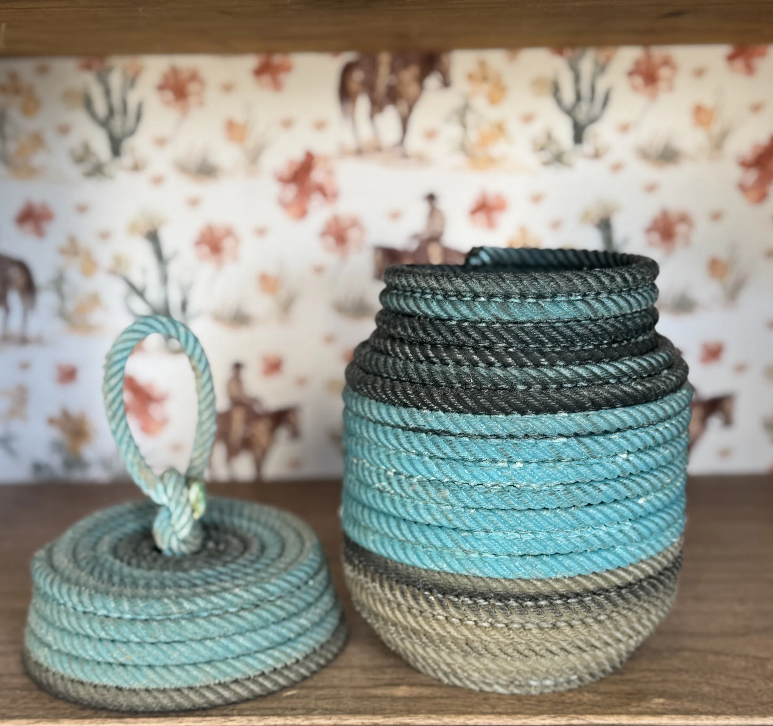 Turquoise Lariat Rope Canister with Honda Lid