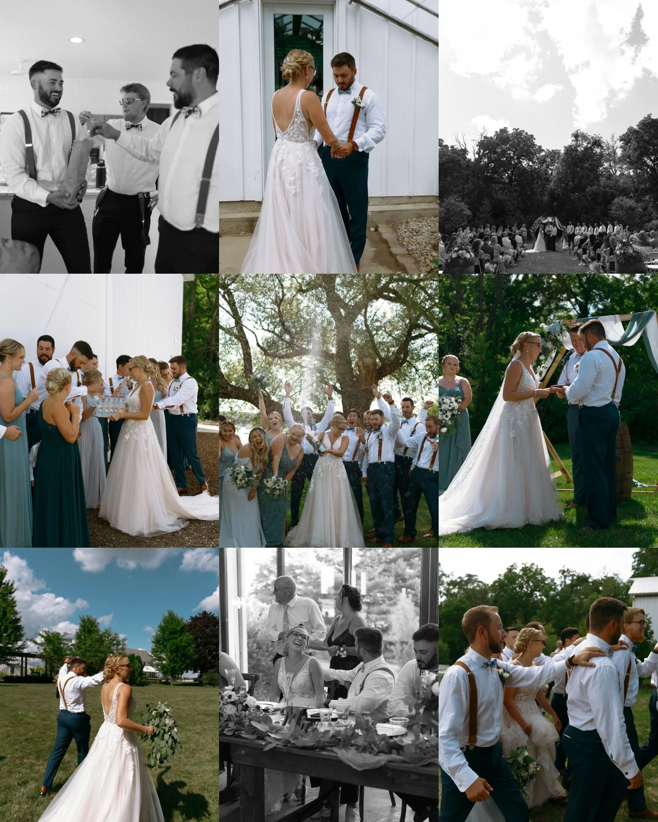 Summer wedding at Boxed and Burlap in Delavan Wisconsin featuring ceremony moments, couple portraits, and documentary wedding photography.