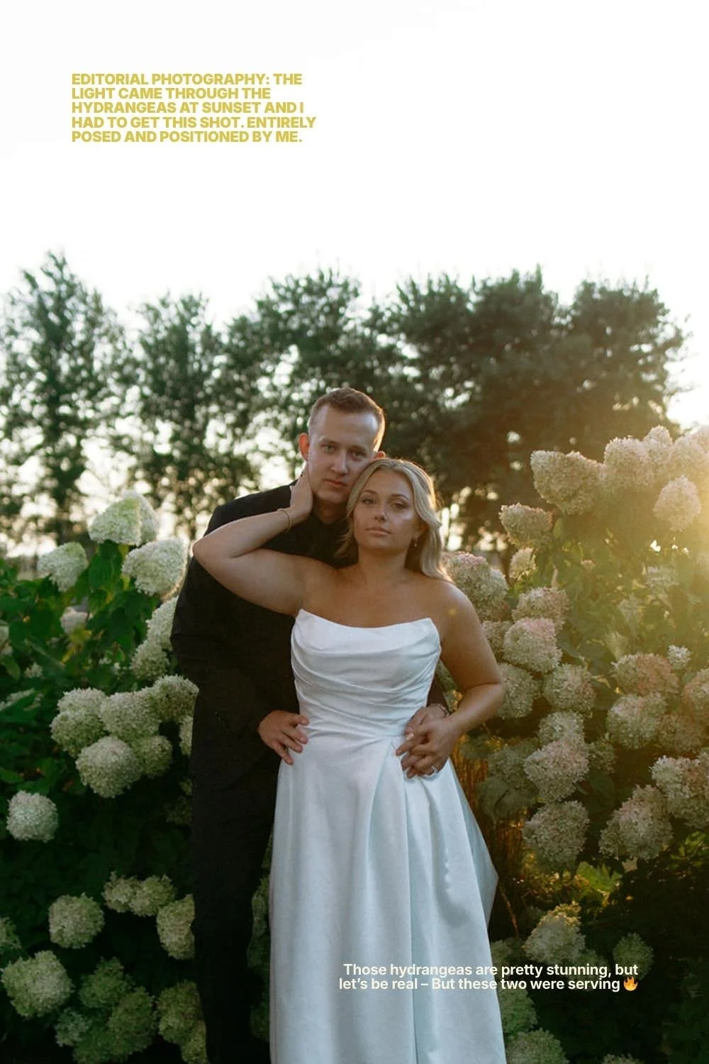 Editorial Wedding Photography — Hydrangeas &amp; Sunset Light