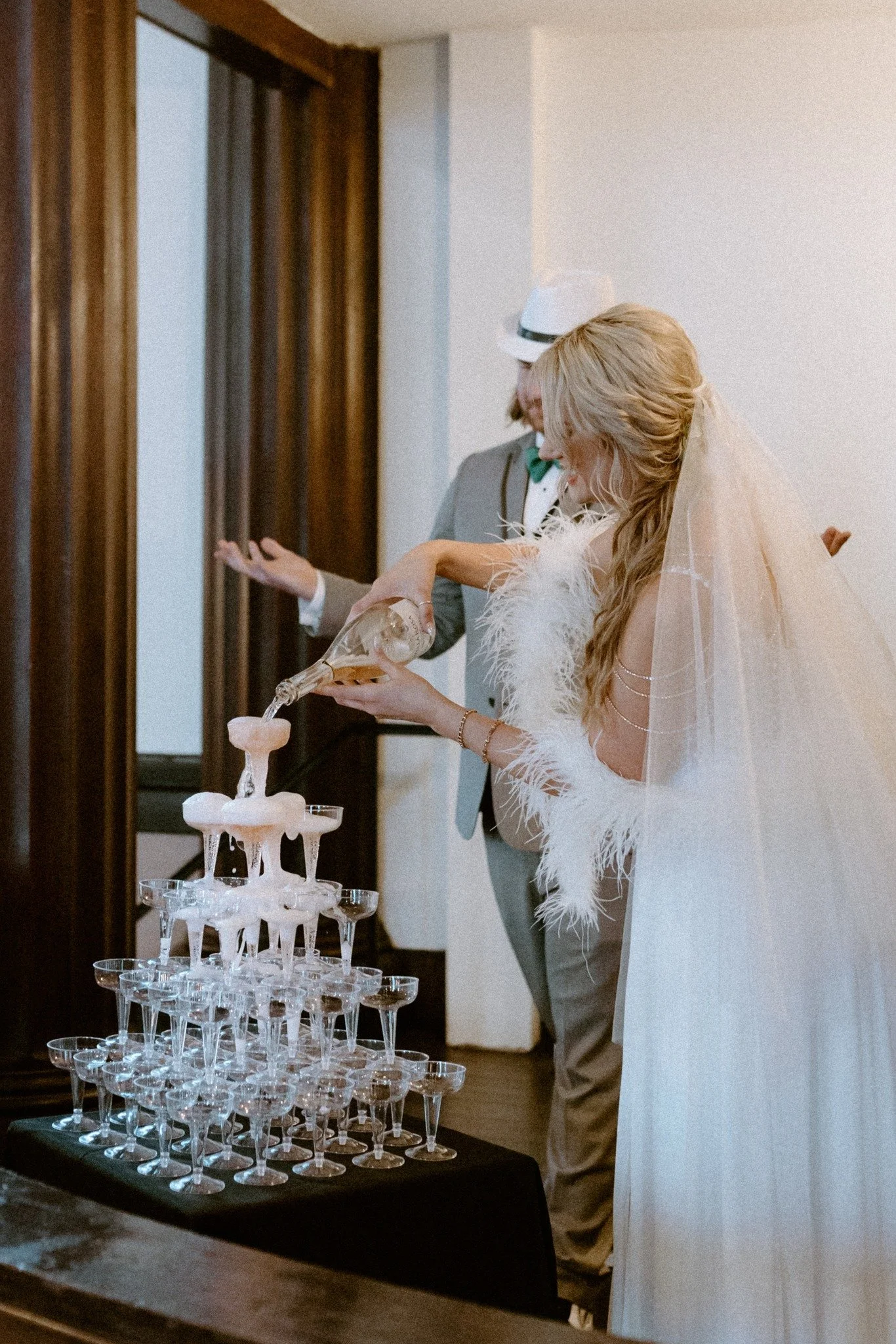 Wedding portrait of a couple at Turner Hall in Galena, Illinois, photographed in a timeless documentary style by a travel wedding photographer