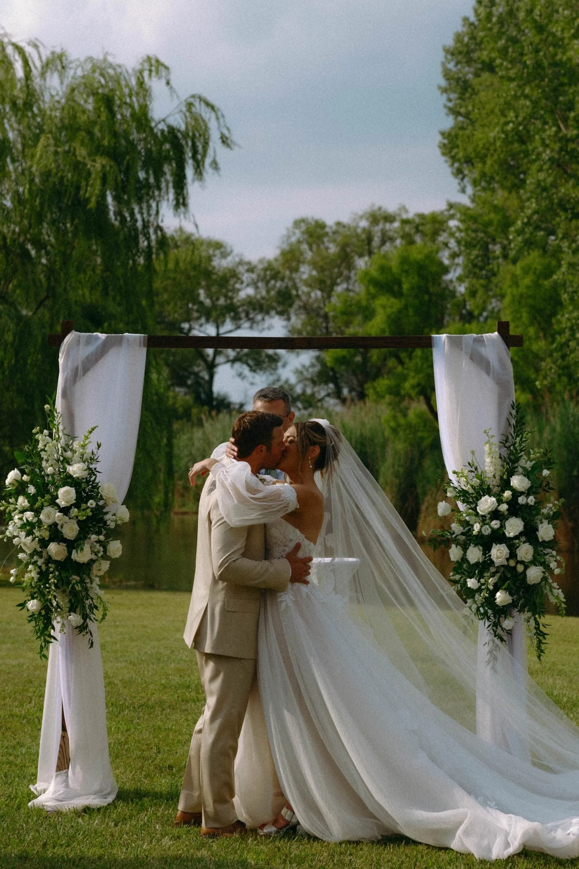 Elegant Neutral Backyard Wedding in Grayslake, Illinois
